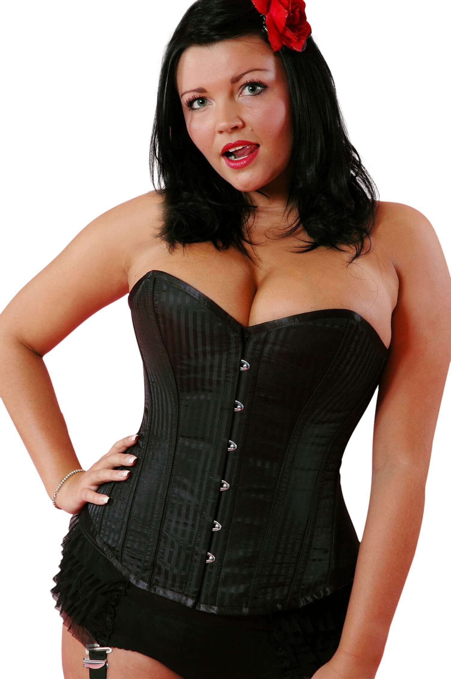 Playgirl Steel Boned Black Shadow Stripe Corset