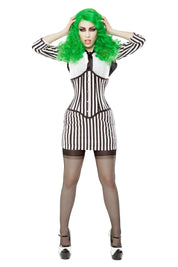 Black & White Stripe Corset, Bolero & Skirt Outfit