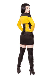 Playgirl Long Overbust Black & Yellow Steel Boned Corset