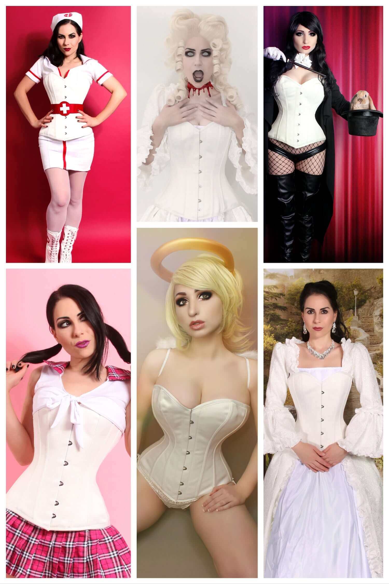 Nurse, Marie Antoinette, Schoolgirl, Angel, Magician Zatanna Corset